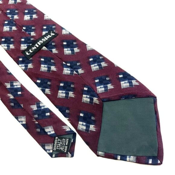 Contissima Purple Blue Abstract‎ Italy Print Short Silk Tie - Picture 5 of 6